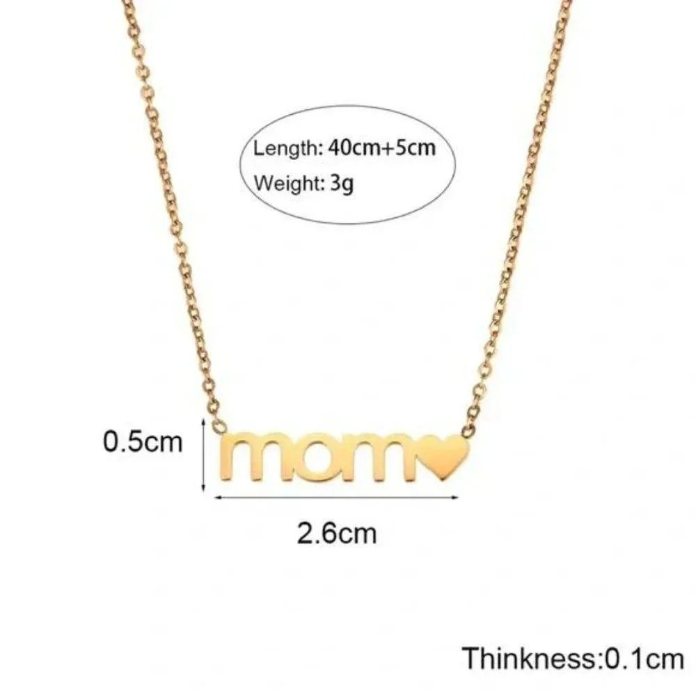 New 18K Gold Letter Mom Heart Pendant Necklace, NICE NECKLACE, CUTE NECKLACE - Picture 6 of 6
